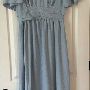 Womens Light Blue Swiss Dot Maxi Dress